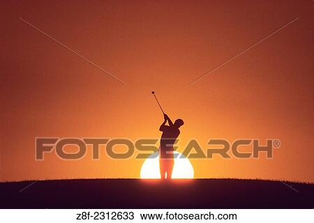 Golfer at Sunset. View Large Photo Image Stock Image - Golfer at Sunset.. Fotosearch