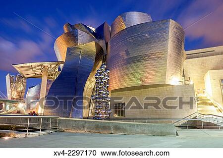 Guggenheim Museum Bilbao by night. Biscay, Basque Country, Spain. View Large Photo Image Stock Image - Guggenheim Museum Bilbao by night. Biscay, Basque Country, Spain.. Fotosearch