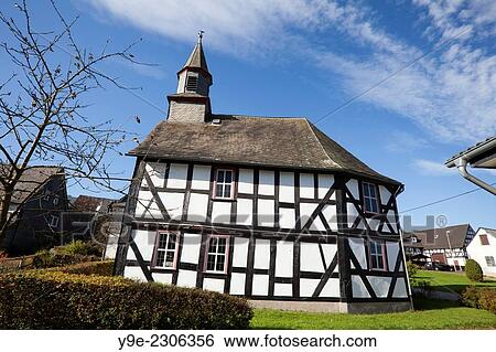 half-timbered church building, 1703, former school chapel, Sassenhausen, Bad Berleburg, Wittgensteiner Land district, North Rhine-Westphalia, Germany, Europe View Large Photo Image Stock Photograph - half-timbered church building, 1703, former school chapel, Sassenhausen, Bad Berleburg, Wittgensteiner Land district, North Rhine-Westphalia, Germany, Europe. Fotosearch
