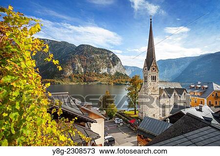 Hallstatt on the Hallstatter See, Austria. View Large Photo Image Stock Image - Hallstatt on the Hallstatter See, Austria.. Fotosearch