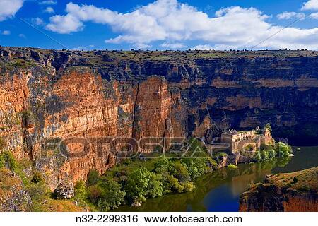 Hoces del Duraton, Duratón river gorges, Nuestra Señora de la Hoz monastery, Hoces del Río Duratón Natural Park, Segovia province, Castilla-Leon, Spain. View Large Photo Image Stock Photograph - Hoces del Duraton, Duratón river gorges, Nuestra Señora de la Hoz monastery, Hoces del Río Duratón Natural Park, Segovia province, Castilla-Leon, Spain.. Fotosearch
