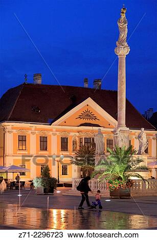 Hungary, Gyor, Széchenyi tér, Holy Virgin´s Column, Abbot´s House, Apátúr-ház. View Large Photo Image Stock Image - Hungary, Gyor, Széchenyi tér, Holy Virgin´s Column, Abbot´s House, Apátúr-ház.. Fotosearch
