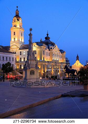 Hungary, Pécs, Széchenyi tér, City Hall. View Large Photo Image Picture - Hungary, Pécs, Széchenyi tér, City Hall.. Fotosearch
