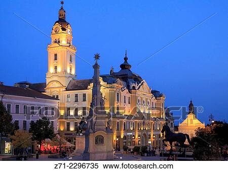 Hungary, Pécs, Széchenyi tér, City Hall. View Large Photo Image Stock Photography - Hungary, Pécs, Széchenyi tér, City Hall.. Fotosearch