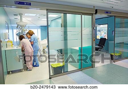 Stock Image - Intensive Care Unit ICU, Hospital Donostia, San Sebastian, Gipuzkoa, Basque Country, Spain. Fotosearch