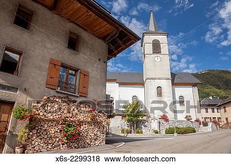 Stock Photo - La Compôte village in the Massif des Bauges, Savoie, Rhône-Alpes, France.. Fotosearch