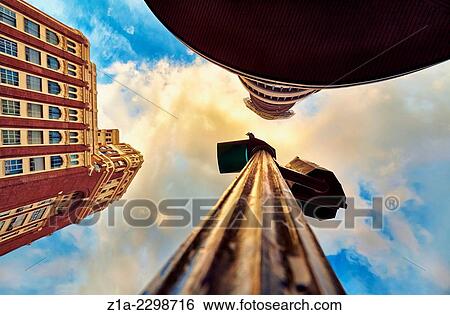 Low angle view of traffic lights and buildings at Callao square. Madrid. Spain. View Large Photo Image Stock Photograph - Low angle view of traffic lights and buildings at Callao square. Madrid. Spain.. Fotosearch