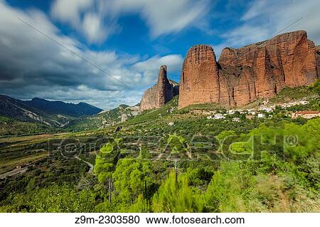 Stock Image - Mallos de Riglos, Huesca, Aragon, Spain.. Fotosearch