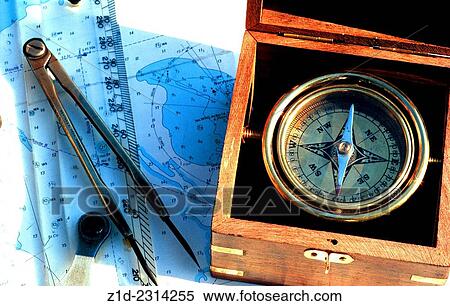 Stock Photography - marine navigational equipment, including Box compass. Fotosearch