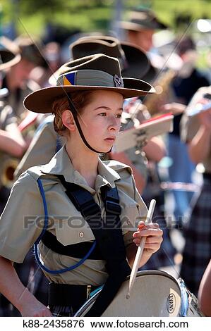 Stock Photograph - Military parade on ANZAC day (25 April). Melbourne, Victoria, Australia.. Fotosearch