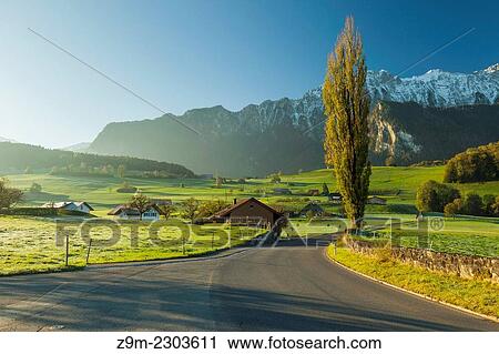 Morning in subalpine village of Amsoldingen, canton of Bern, Switzerland. View Large Photo Image Stock Image - Morning in subalpine village of Amsoldingen, canton of Bern, Switzerland.. Fotosearch