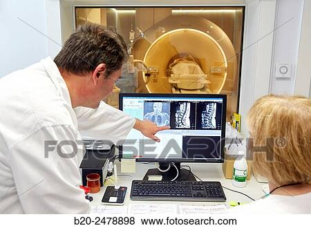 Stock Photo - MRI scan, NMR (Nuclear Magnetic Resonance), medical imaging for diagnosis, Hospital Donostia, San Sebastian, Gipuzkoa, Basque Country, Spain. Fotosearch