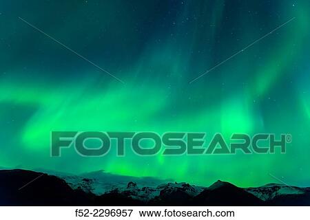 Stock Photo - Northern Lights, Southern Iceland, Iceland, Europe.. Fotosearch