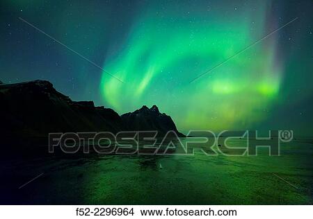 Northern Lights, Stokksnes Peninsula, Hofn, Southern Iceland, Iceland, Europe. View Large Photo Image Picture - Northern Lights, Stokksnes Peninsula, Hofn, Southern Iceland, Iceland, Europe.. Fotosearch