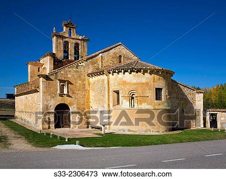 Stock Image - Nuestra Señora de la Asunción church in Castillejo de Mesleon. Segovia. Castilla Leon. Spain. Europe.. Fotosearch