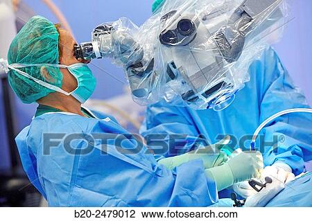 Stock Image - Operating room, Brain operation, Neurosurgery, Hospital Donostia, San Sebastian, Gipuzkoa, Basque Country, Spain. Fotosearch