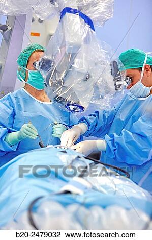 Stock Image - Operating room, Brain operation, Neurosurgery, Hospital Donostia, San Sebastian, Gipuzkoa, Basque Country, Spain. Fotosearch