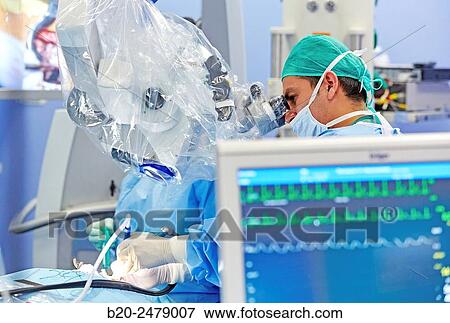 Stock Photo - Operating room, Brain operation, Neurosurgery, Hospital Donostia, San Sebastian, Gipuzkoa, Basque Country, Spain. Fotosearch