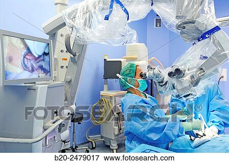 Stock Photo - Operating room, Brain operation, Neurosurgery, Hospital Donostia, San Sebastian, Gipuzkoa, Basque Country, Spain. Fotosearch