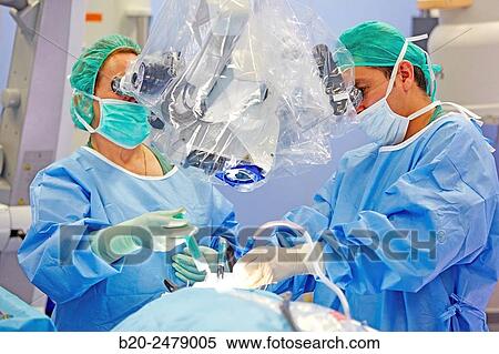 Stock Photography - Operating room, Brain operation, Neurosurgery, Hospital Donostia, San Sebastian, Gipuzkoa, Basque Country, Spain. Fotosearch