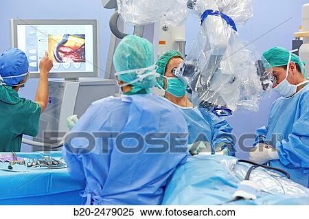 Stock Photography - Operating room, Brain operation, Neurosurgery, Hospital Donostia, San Sebastian, Gipuzkoa, Basque Country, Spain. Fotosearch