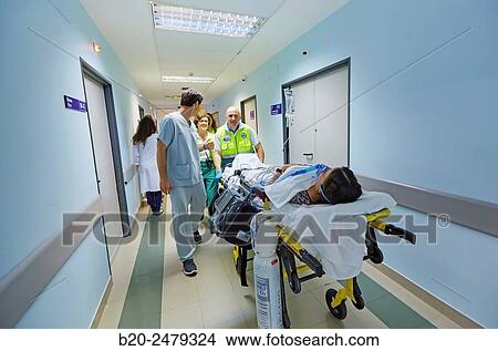 Patient transfer stretcher, Emergency room, Hospital Donostia, San Sebastian, Gipuzkoa, Basque Country, Spain View Large Photo Image Picture - Patient transfer stretcher, Emergency room, Hospital Donostia, San Sebastian, Gipuzkoa, Basque Country, Spain. Fotosearch