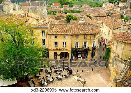 Place de l´Eglise Monolithe, Saint Emilion, Gironde Department, Aquitaine, France. View Large Photo Image Stock Photography - Place de l´Eglise Monolithe, Saint Emilion, Gironde Department, Aquitaine, France.. Fotosearch