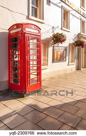 Stock Photograph - Red telephone booth in the streets of Peebles, Scotland, UK.. Fotosearch