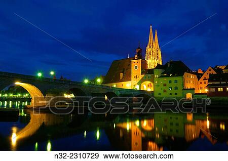 Regensburg, St Peter´s Cathedral, Stone Bridge, Bruecktor gate, Danube River, Upper Palatinate, Bavaria, Germany. View Large Photo Image Stock Photo - Regensburg, St Peter´s Cathedral, Stone Bridge, Bruecktor gate, Danube River, Upper Palatinate, Bavaria, Germany.. Fotosearch