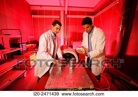 Stock Photo - Researchers. Vibration Chamber Laboratory. EMC & Telecom Lab. Certification of Low Voltage Electrical & Electronic Products. Technological Services to Industry. Tecnalia Research & innovation. Bizkaia. Basque Country. Spain.. Fotosearch