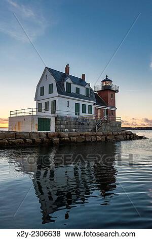 Stock Photo - Rockland Breakwater Light, Rockland, Maine, USA.. Fotosearch