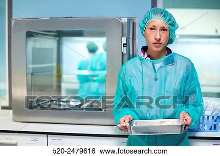 Stock Photograph - SAS window, Preparation of drugs, Clean room, Pharmacy, Hospital Donostia, San Sebastian, Gipuzkoa, Basque Country, Spain. Fotosearch