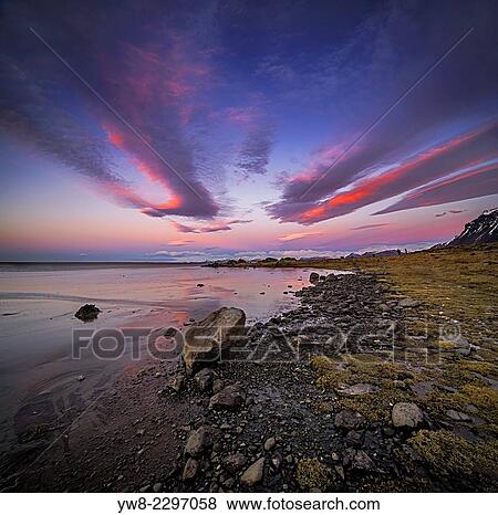 Shoreline at Stokksnes, Hornafjordur, Eastern Iceland. View Large Photo Image Stock Photo - Shoreline at Stokksnes, Hornafjordur, Eastern Iceland.. Fotosearch