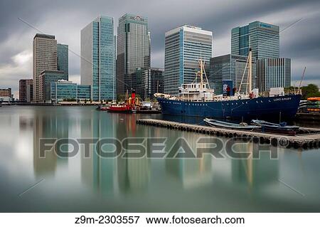 Spring afternoon at Canary Wharf, London, England. View Large Photo Image Stock Photo - Spring afternoon at Canary Wharf, London, England.. Fotosearch