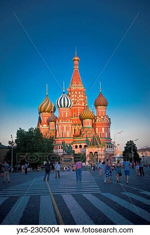 Picture - St. Basil Cathedral and the Red Square in Moscow.. Fotosearch