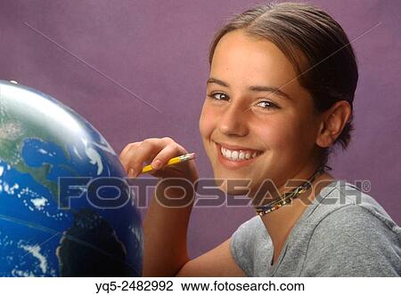 student studying with globe. View Large Photo Image Stock Image - student studying with globe.. Fotosearch