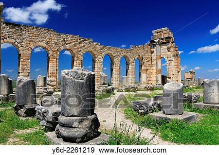 The Basilica, Volubilis, Morocco. View Large Photo Image Stock Photo - The Basilica, Volubilis, Morocco.. Fotosearch
