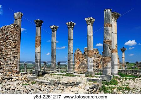 The Capitoline Temple, Volubilis, Morocco. View Large Photo Image Stock Photo - The Capitoline Temple, Volubilis, Morocco.. Fotosearch