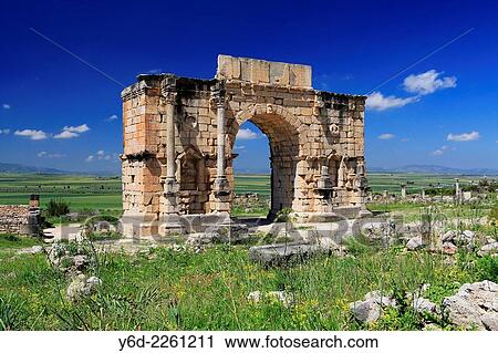 The Triumphal Arch of Caracalla, Volubilis, Morocco. View Large Photo Image Stock Image - The Triumphal Arch of Caracalla, Volubilis, Morocco.. Fotosearch