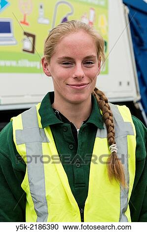 Tilburg, Netherlands. Female employee at Tilburg´s garbage company. View Large Photo Image Stock Image - Tilburg, Netherlands. Female employee at Tilburg´s garbage company.. Fotosearch