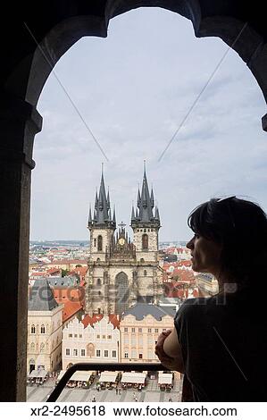 Tourist ant Tyn church, Praha, Czech Republic. View Large Photo Image Stock Photo - Tourist ant Tyn church, Praha, Czech Republic.. Fotosearch