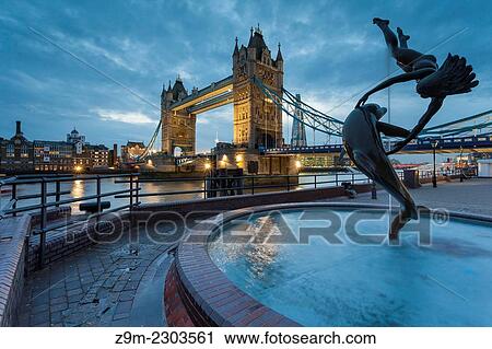 Stock Image - Tower Bridge at dusk, London, England.. Fotosearch