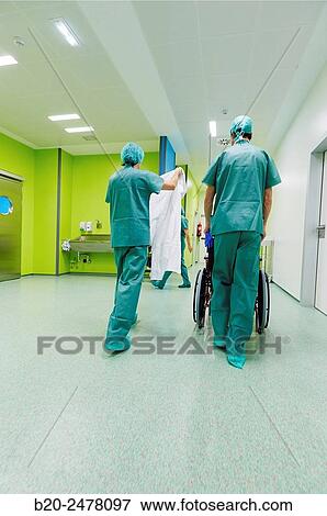 Stock Photo - Transfer the patient to the operating room, Ambulatory Surgery, Hospital Donostia, San Sebastian, Gipuzkoa, Basque Country, Spain. Fotosearch