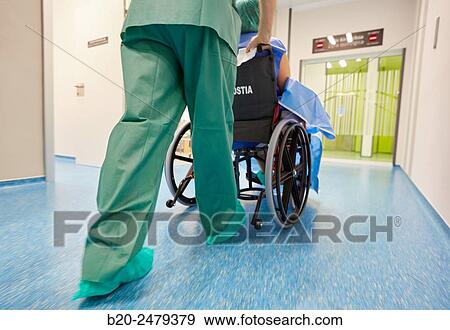Stock Photo - Transfer the patient to the operating room, Ambulatory Surgery, Hospital Donostia, San Sebastian, Gipuzkoa, Basque Country, Spain. Fotosearch