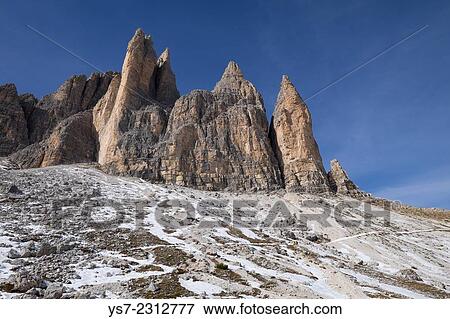 Tre Cime di Lavaredo and the trail around them, Auronzo, Belluno, Italy, Europe. View Large Photo Image Stock Photo - Tre Cime di Lavaredo and the trail around them, Auronzo, Belluno, Italy, Europe.. Fotosearch