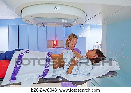Stock Image - Treatment of cancer, Linear Particle Accelerator, Radiotherapy, Hospital Donostia, San Sebastian, Gipuzkoa, Basque Country, Spain. Fotosearch
