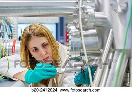 Picture - Ultra High Vacuum Chamber with Dual Deposition System. Nanotechnology. Laboratory. CIC nanoGUNE Nano science Cooperative Research Center. Donostia. San Sebastian. Gipuzkoa. Basque Country. Spain.. Fotosearch