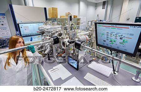 Stock Photo - Ultra High Vacuum Chamber with Dual Deposition System. Nanotechnology. Laboratory. CIC nanoGUNE Nano science Cooperative Research Center. Donostia. San Sebastian. Gipuzkoa. Basque Country. Spain.. Fotosearch