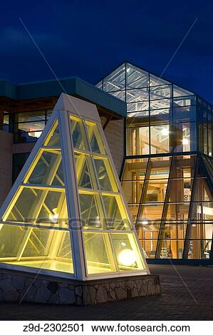 Stock Image - University of Northern BC campus architecture in evening, Prince George, BC.. Fotosearch
