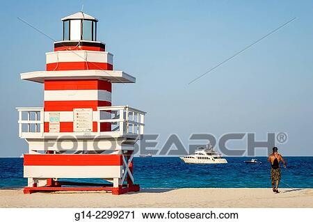 USA, Florida, Miami Beach, Lifeguard hut View Large Photo Image Stock Image - USA, Florida, Miami Beach, Lifeguard hut. Fotosearch